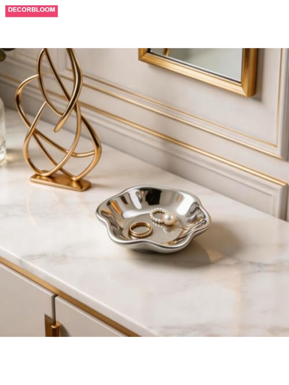 Ceramic Lotus Leaf Trinket Dish Ring Holder Jewelry Organizer Vanity Decor - Picture 3 of 6
